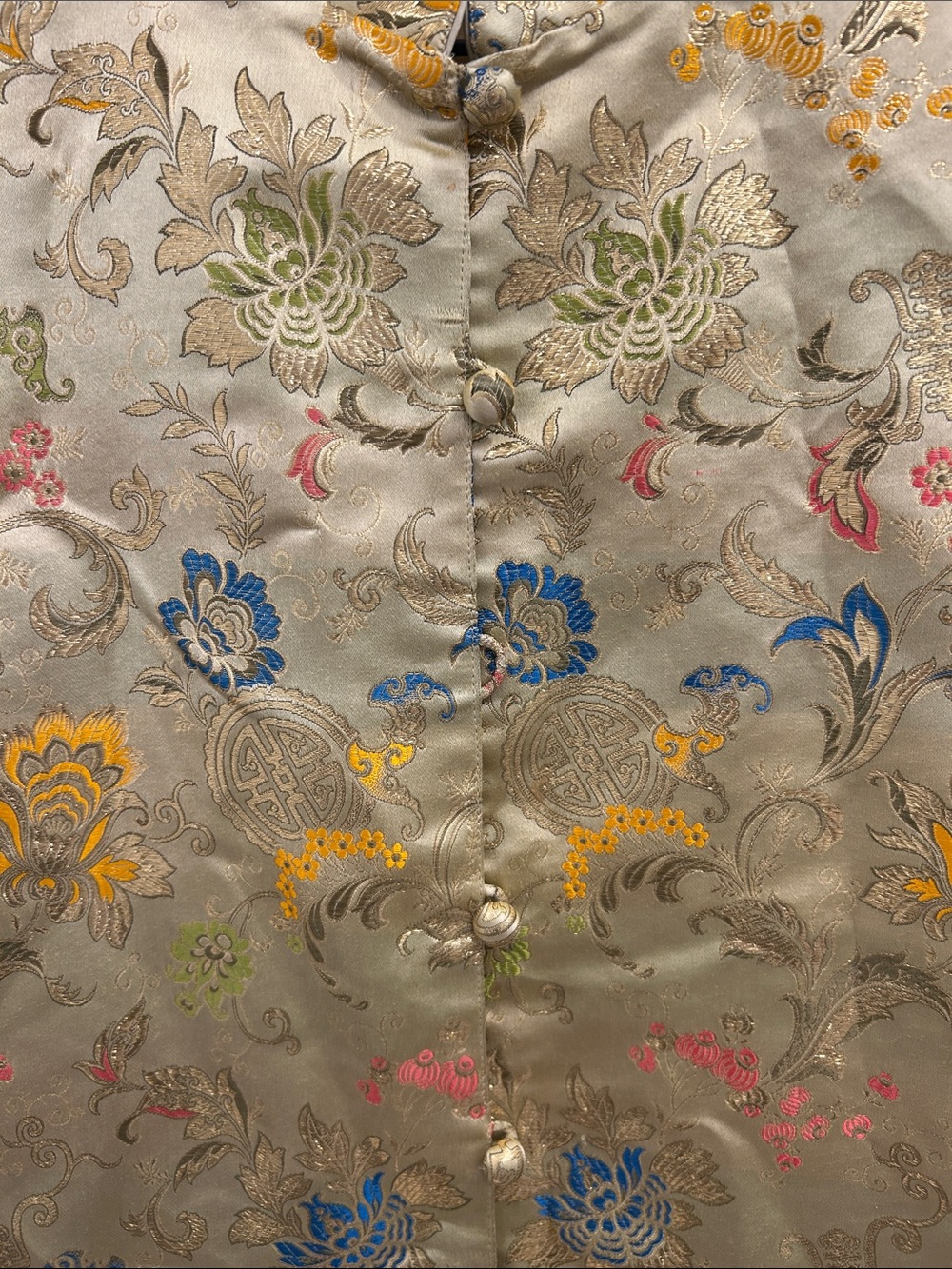 Vintage Neiman Marcus Gold Brocade Floral Mandarin Collar Jacket - Picture 8 of 9